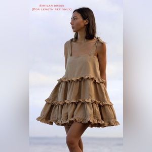Custom Linen Blend Mini Dress in Beige - fits XS/S